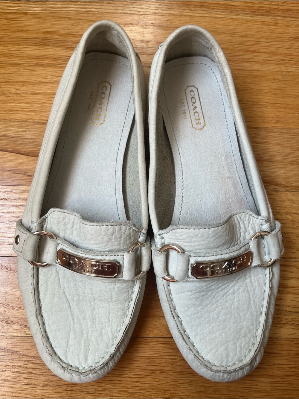 Coach Cream Leather Driving Loafers